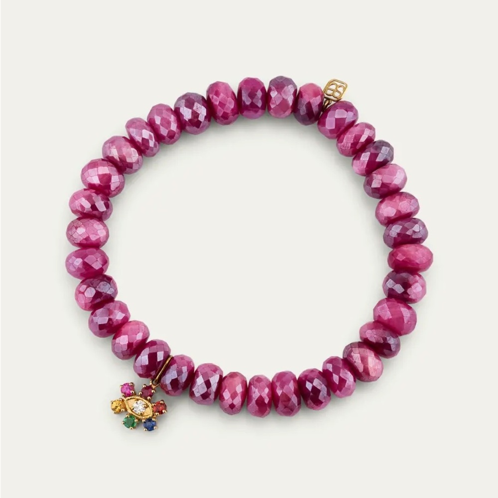 Sydney Evan mystic red moonstone with marquis evil eye bracelet